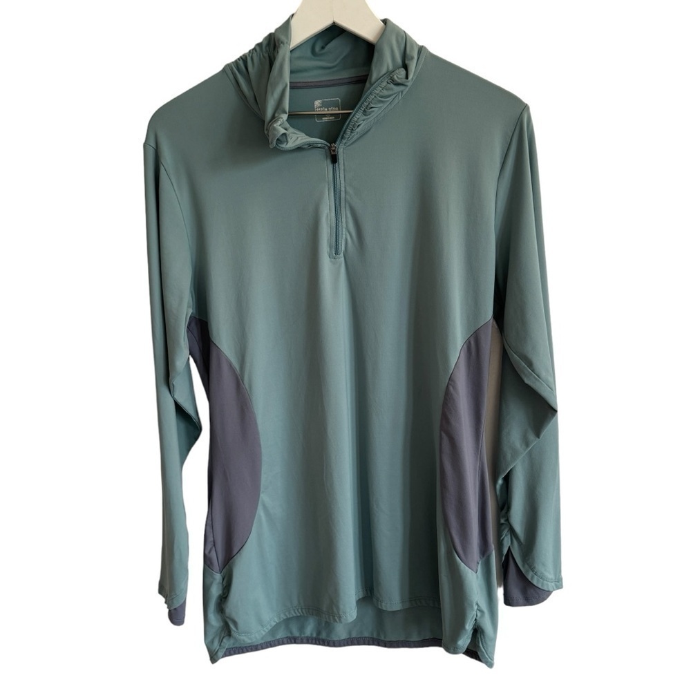 Title Nine Performance Quarter Zip Pullover, Green & Gray, Size XL